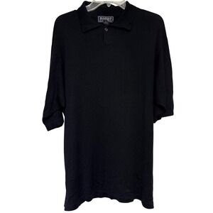 Harold Powell Mens Black Silk Cotton Blend Knit Polo Shirt Size L‎